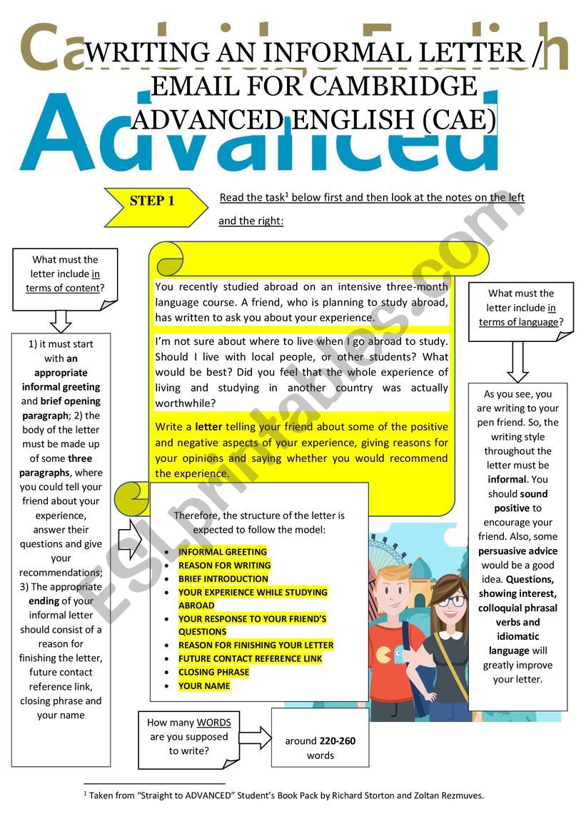 WRITING AN INFORMAL LETTER (EMAIL) FOR CAMBRIDGE ENGLISH ADVANCED (CAE) [methodology]